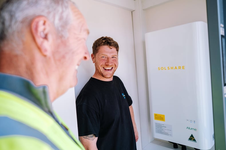 Solar installers at a SolShare site - UK